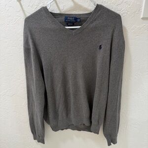 Polo by Ralph Lauren Men’s Gray V-Neck Pima Cotton Sweater Large